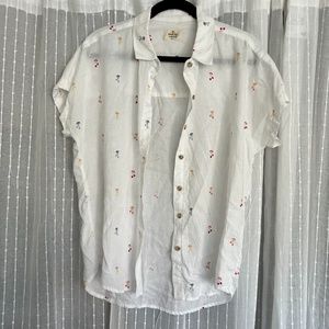Marine Layer White Cherry Button Down Shirt